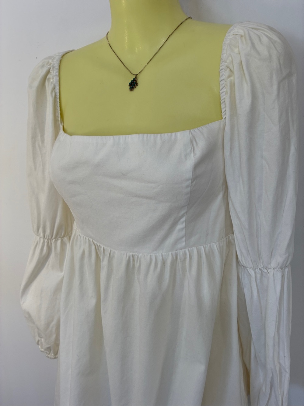 Reformation  Dress Mini White "Michaela" Square Neck Puff Sleeve Nwot 6 - Picture 2 of 7